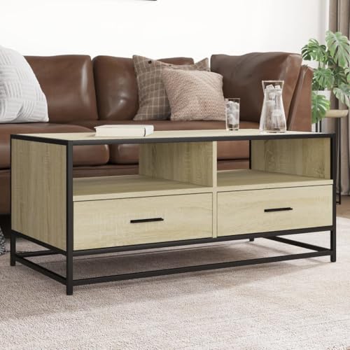 LLEZKBR Tables-Accent Tables-Coffee Tables-Coffee Table Sonoma Oak 100x50x45cm Engineered Wood and Metal LLEZKBR Tables-Accent Tables-Coffee Tables-Coffee Table Sonoma Oak 100x50x45cm Engineered Wood and Metal von LLEZKBR