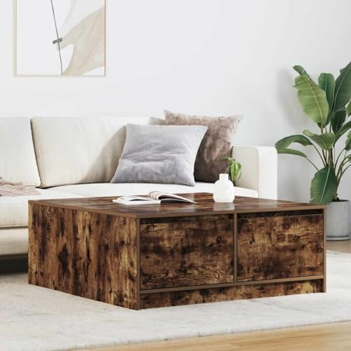 LLEZKBR Tables-Accent Tables-Coffee Tables-Coffee Table with Drawers Smoked Oak 100x100x40cm LLEZKBR Tables-Accent Tables-Coffee Tables-Coffee Table with Drawers Smoked Oak 100x100x40cm von LLEZKBR
