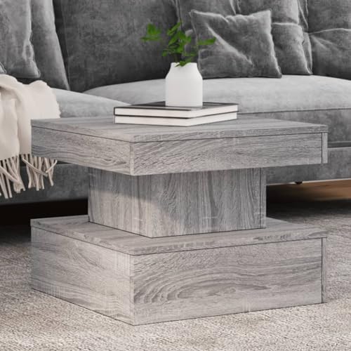 LLEZKBR Tables-Accent Tables-Coffee Tables-Coffee Table with LED Lights Grey Sonoma 50x50x40cm von LLEZKBR