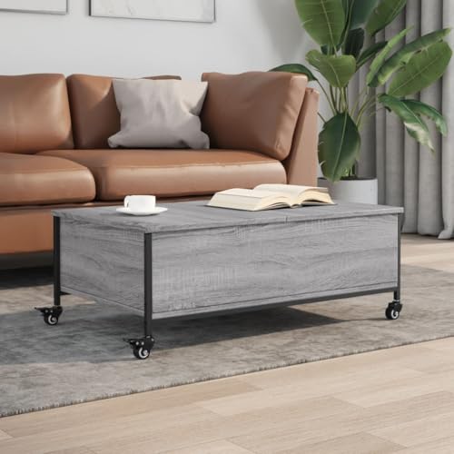 LLEZKBR Tables-Accent Tables-Coffee Tables-Coffee Tables mit Rädern, Grau Sonoma 91 x 55 x 34 cm, technisches Holz von LLEZKBR