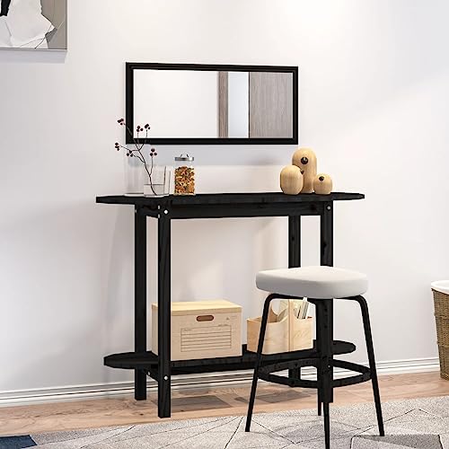 LLEZKBR Tables-Accent Tables-Coffee Tables-Console Table Black 110x40x80cm Massivholz Kiefer von LLEZKBR