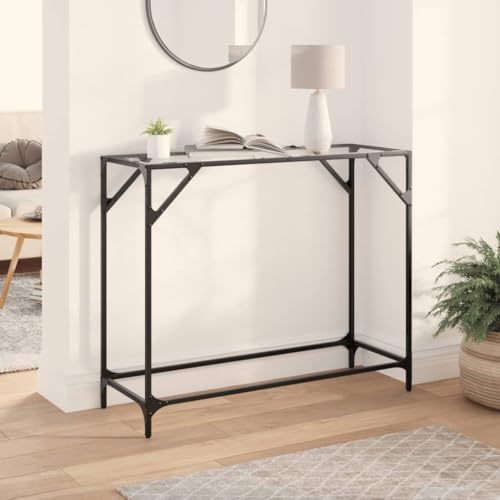 LLEZKBR Tables-Accent Tables-Console Tables-Console Table with Transparent Glass Top 98x35x81cm Steel LLEZKBR Tables-Accent Tables-Console Tables-Console Table with Transparent Glass Top 98x35x81cm Steel von LLEZKBR