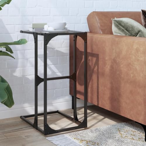 LLEZKBR Tables-Accent Tables-End Tables-Beistelltisch mit transparentem Glas, 40 x 30 x 61,5 cm, Stahl von LLEZKBR