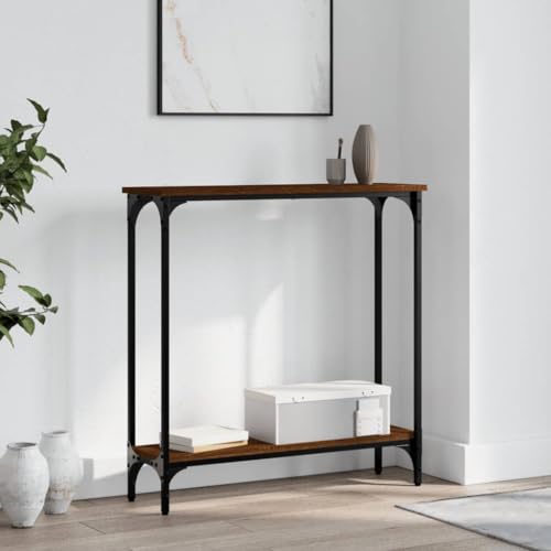 LLEZKBR Tables-Accent Tables-End Tables-Console Table Brown Oak 75x22.5x75cm Holzwerkstoff von LLEZKBR