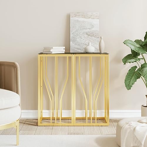LLEZKBR Tables-Accent Tables-End Tables-Console Table Gold 70x30x70cm Edelstahl und Glas von LLEZKBR