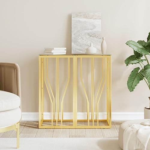 LLEZKBR Tables-Accent Tables-End Tables-Console Table Gold 70x30x70cm Edelstahl und Glas von LLEZKBR