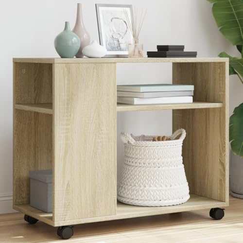 LLEZKBR Tische, Akzenttische, Beistelltisch mit Rollen, Sonoma-Eiche, 70 x 35 x 60 cm, Holzwerkstoff LLEZKBR Tische, Akzenttische, Beistelltisch mit Rollen, Sonoma-Eiche, 70 x 35 x 60 cm, Holzwerkstoff von LLEZKBR