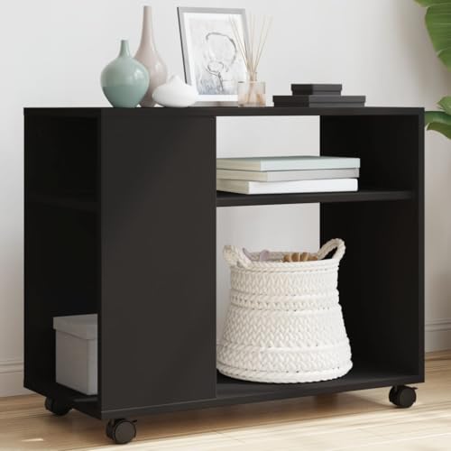 LLEZKBR Tische, Akzenttische, Beistelltisch mit Rollen, schwarz, 70 x 35 x 60 cm, Holzwerkstoff LLEZKBR Tische, Akzenttische, Beistelltisch mit Rollen, schwarz, 70 x 35 x 60 cm, Holzwerkstoff von LLEZKBR