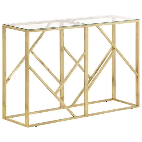 LLEZKBR Tische, Akzenttische, Beistelltische, Konsolentisch, goldfarben, Edelstahl und gehärtetes Glas von LLEZKBR