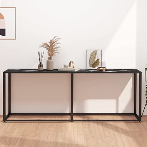 LLEZKBR Tische, Akzenttische, Beistelltische, Konsolentisch, schwarzer Marmor, 200 x 35 x 75,5 cm, gehärtetes Glas LLEZKBR Tische, Akzenttische, Beistelltische, Konsolentisch, schwarzer Marmor, 200 x 35 x 75,5 cm, gehärtetes Glas von LLEZKBR