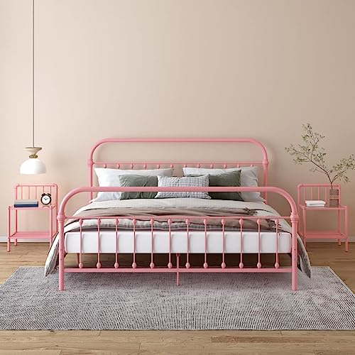 LLEZKBR Tische, Beistelltische, Nachttische, 2 Stück, rosa und transparent, Metall und Glas LLEZKBR Tische, Beistelltische, Nachttische, 2 Stück, rosa und transparent, Metall und Glas von LLEZKBR