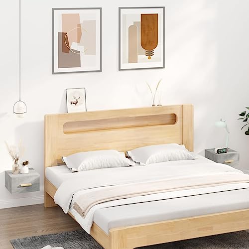 LLEZKBR Tische-Nachttische-Wand-Nachttische, 2 Stück, Betongrau, 35x35x20 cm von LLEZKBR