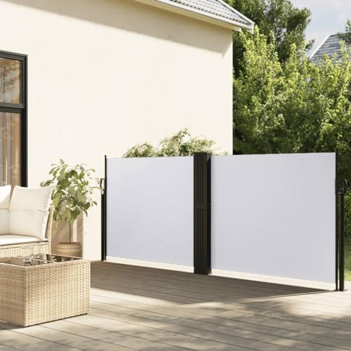 Lawn & Garden-Outdoor Living-Outdoor Regenschirme & Sonnenschirme - Einziehbare Seitenmarkise Weiß 100x1000 cm von LLEZKBR
