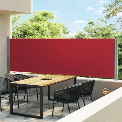 Lawn & Garden-Outdoor Living-Outdoor Regenschirme & Sonnenschirme - Patio Versenkbare Seitenmarkise 140 x 600 cm Rot von LLEZKBR