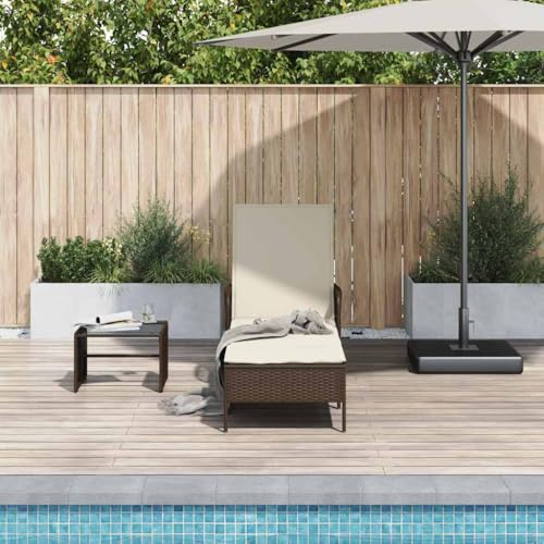 Outdoor-Möbel, Sitzgelegenheit, Sonnenliege, Sonnenliege, braun, 157 x 55 x 92 cm, Polyrattan von LLEZKBR