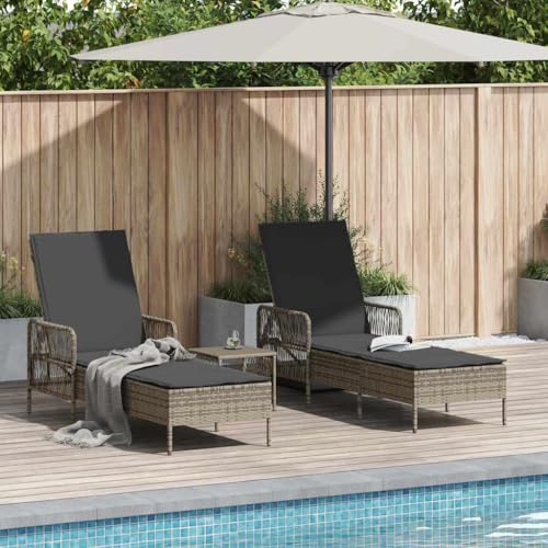 Outdoor-Möbel, Sonnenliege, Sonnenliege, 2 Stück, grau, 35 x 35 x 32 cm, Polyrattan von LLEZKBR