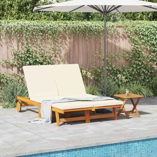Outdoor-Möbel, Sonnenliege, Sonnenliege, Sonnenliege, braun, 125 x 200 x 84 cm, Akazienholz massiv von LLEZKBR