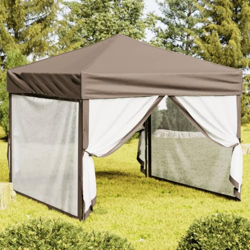 Rasen & Garten Outdoor Wohnen Outdoor Strukturen Vordächer & Pavillons Faltbares Partyzelt mit Seitenwänden Taupe 3x3m von LLEZKBR