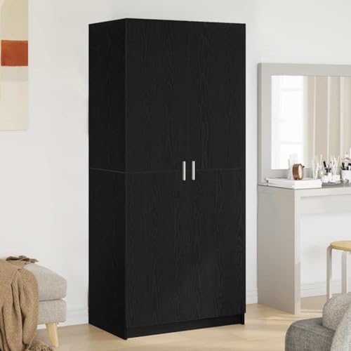 Schränke & Aufbewahrungsschränke & Kleiderschränke - Garderobe mit Stauraum schwarz 80 x 51 x 180 cm Holzwerkstoff von LLEZKBR