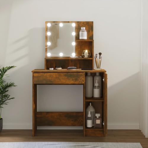 Tische-Schminktisch mit LED Räuchereiche 86,5x35x136cm von LLEZKBR