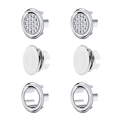 Waschbecken Überlauf Abdeckung 6 Stück Universelle Waschbecken Überlauf Blende 3 Verschiedene Design Waschbecken Überlauf Ring zum Ersetzen des Spüllochs in der Küchenspüle Badewanne von LLGSDLL