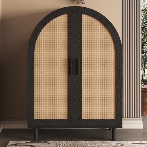 LLGWGL Schuhschrank-Schmal Schuhregal-Platzsparend Schuhkipper Hoch - 70cm Breit mit DREI Regalen Dämpfungsscharnier Durchbrochenen Rattantüren für Diele Flur Garderobe von LLGWGL