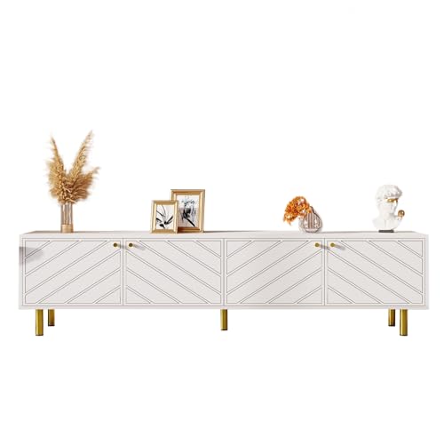 LLGWGL TV Schrank Lowboard Stehend Fernsehtisch Moderner Möbel mit 4 Türen Stauraum für Wohnzimmer Schlafzimmer Esszimmer von LLGWGL