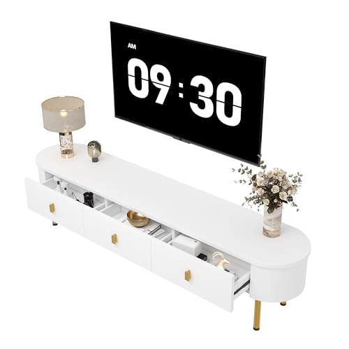 LLGWGL TV Schrank Lowboard Stehend Fernsehtisch Moderner Möbel mit DREI Schubladen Stauraum für Wohnzimmer Schlafzimmer Esszimmer von LLGWGL
