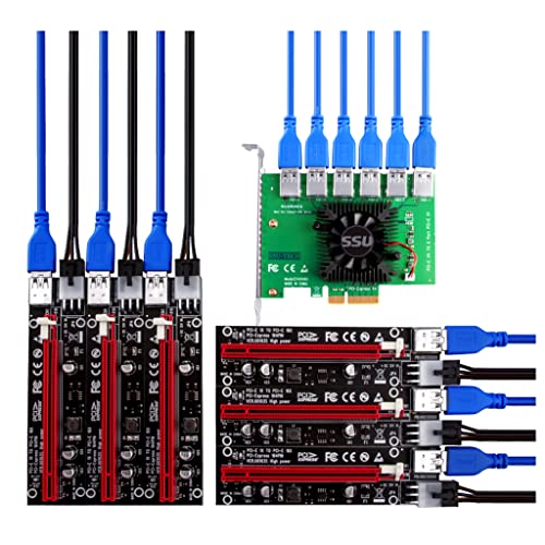 1 Set 1 auf 6PCIEX1 auf X16 Grafikkartensteckplatz-Adapter PCIE für Express-Kabel, geeignet für alle Window-Systeme, LINUX von LLHCF