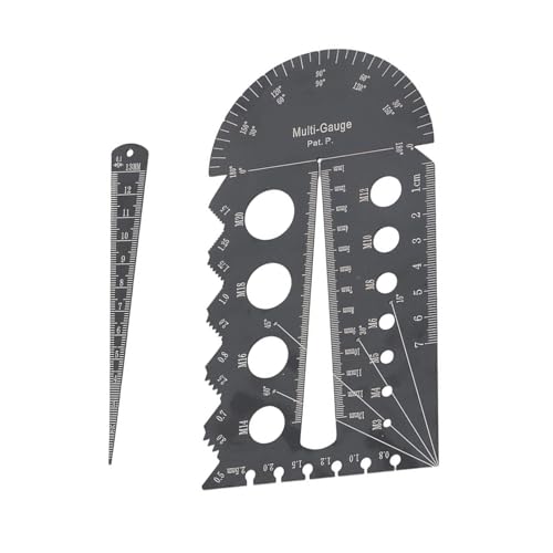 1 x Schraubengewindelehre mit metrischen und britischen Maßen, praktische Edelstahl-Messung, metrisches Messgerät 1 x Schraubengewindelehre mit metrischen und britischen Maßen, praktische Edelstahl-Messung, metrisches Messgerät von LLHCF