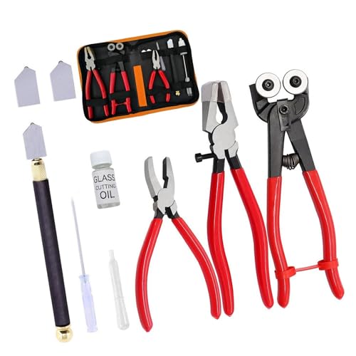 10 Stück Professionelles Glasschneidewerkzeug für gebeizte Fliesen Flasche Handwerk Metallkonstruktion mit Leder Aufbewahrungstasche Breaking Zange Set 10 Stück Professionelles Glasschneidewerkzeug für gebeizte Fliesen Flasche Handwerk Metallkonstruktion mit Leder Aufbewahrungstasche Breaking Zange Set von LLHCF