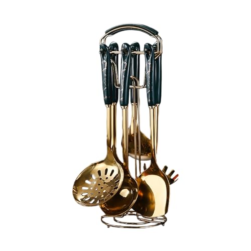 7-teiliges Küchenutensilien-Set zum Kochen, Edelstahllöffel, Schlitzlöffel, Pfannenwender, Suppenspatel mit Griff 7-teiliges Küchenutensilien-Set zum Kochen, Edelstahllöffel, Schlitzlöffel, Pfannenwender, Suppenspatel mit Griff von LLHCF