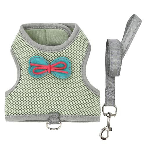 Atmungsaktives Kaninchengeschirr und Leine, Set mit verstellbarer Größe für sichere Outdoor-Aktivitäten, Traktionsseil für kleine Tiere, verstellbares Geschirr für kleine Haustiere von LLHCF