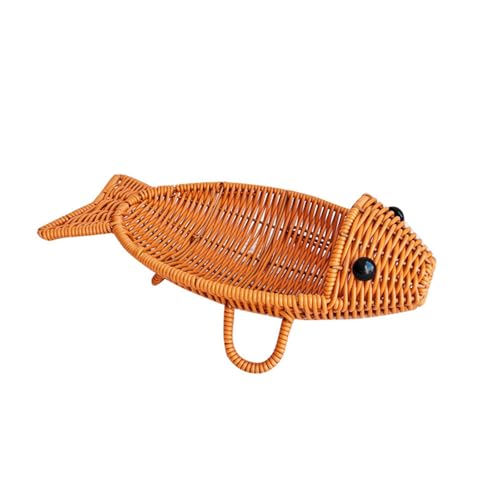 Eleganter Rattan-Brotkorb in Fischform, Präsentationshalter für Obst, Gemüse und Snacks von LLHCF