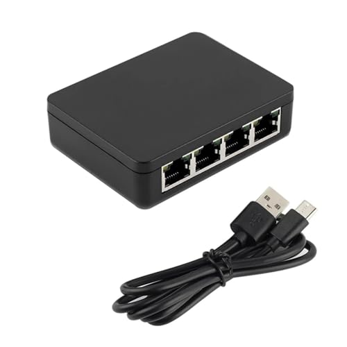 Ethernet-Splitter, 1 auf 4 Gigabit-Netzwerk-Hubs, 1000 Mbps, RJ45-Adapter mit USB-C-Stromkabel für Computer und Router Ethernet-Splitter, 1 auf 4 Gigabit-Netzwerk-Hubs, 1000 Mbps, RJ45-Adapter mit USB-C-Stromkabel für Computer und Router von LLHCF