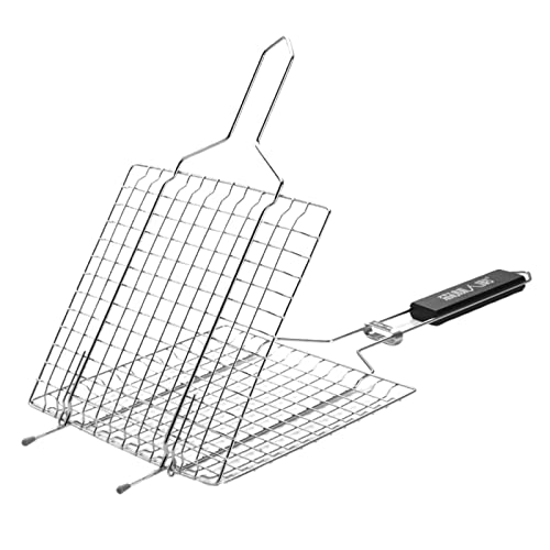 Grillkorb Metallgitter mit klappbarem Griff Wurstgrill Rost Netz von LLHCF
