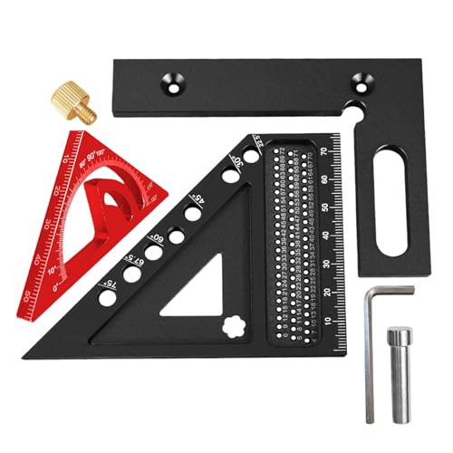 Kombinationswinkel-Set aus Flugzeug-Aluminium, geeignet für Holzbearbeitung, genaue Winkel und gerade Kantenmessungen, Doppelzweck-Winkel-Lineal mit gerader Kante von LLHCF