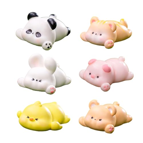 LLHCF 6 Stück Kreative Tierfiguren Desktop Dekoration Harze Handwerk Miniaturen Ornamente für Home Office oder Landschaft Desktop Dekorative Ornamente von LLHCF