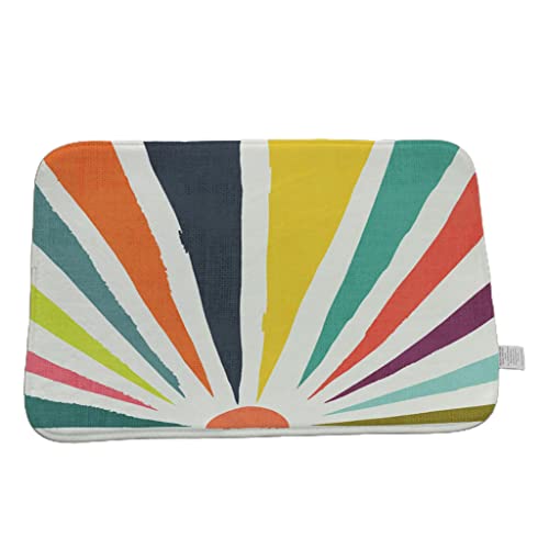 LLHCF Flanell-Geometrie-Eingangstürmatte, Regenbogen-gestreift, saugfähig, Badteppich von LLHCF