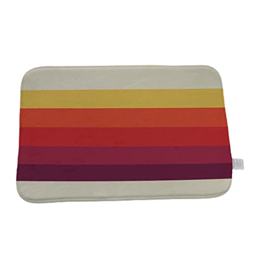 LLHCF Flanell-Geometrie-Eingangstürmatte, Regenbogen-gestreift, saugfähig, Badteppich von LLHCF