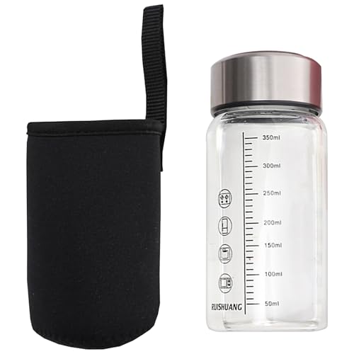 LLHCF Klares abgestuftes Trinkglas, Unisex-Design, robuste, hitzebeständige Materialien, direktes Getränk, tragbar, für Büro, Fitnessstudio, tragbare Glas-Wasserflasche von LLHCF