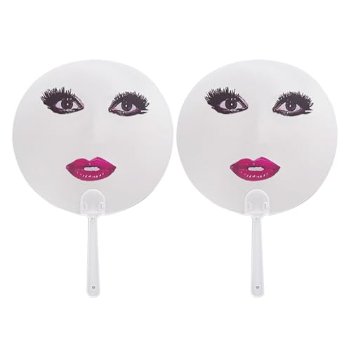 LLHCF Lustiger runder Ventilator, großes Auge und rote Lippe, Handventilator, Dekoration für drinnen und draußen, Musikfestivals, heißes Wetter, Dekoration, 2 Stück LLHCF Lustiger runder Ventilator, großes Auge und rote Lippe, Handventilator, Dekoration für drinnen und draußen, Musikfestivals, heißes Wetter, Dekoration, 2 Stück von LLHCF