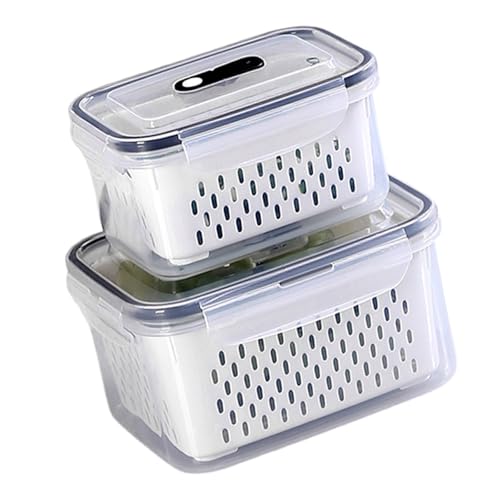 LLHCF Stabile Aufbewahrungsboxen für die Küche mit integriertem Filter für effizientes Abtropfen und Aufbewahren, Küchenzubehör, Kühlschrank-Organizer LLHCF Stabile Aufbewahrungsboxen für die Küche mit integriertem Filter für effizientes Abtropfen und Aufbewahren, Küchenzubehör, Kühlschrank-Organizer von LLHCF