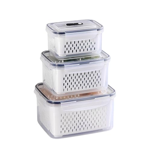 LLHCF Stabile Aufbewahrungsboxen für die Küche mit integriertem Filter für effizientes Abtropfen und Aufbewahren, Küchenzubehör, Kühlschrank-Organizer LLHCF Stabile Aufbewahrungsboxen für die Küche mit integriertem Filter für effizientes Abtropfen und Aufbewahren, Küchenzubehör, Kühlschrank-Organizer von LLHCF