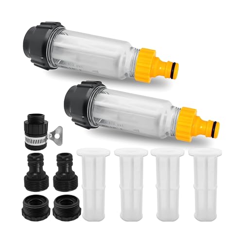 LLHCF Wasserfilter Gartenschlauch Set 2 Stück 3/4 Zoll Vorfilter Gartenpumpe mit 5 Schnelladapter + 4 Filtereinsatz Wasserfilter von LLHCF