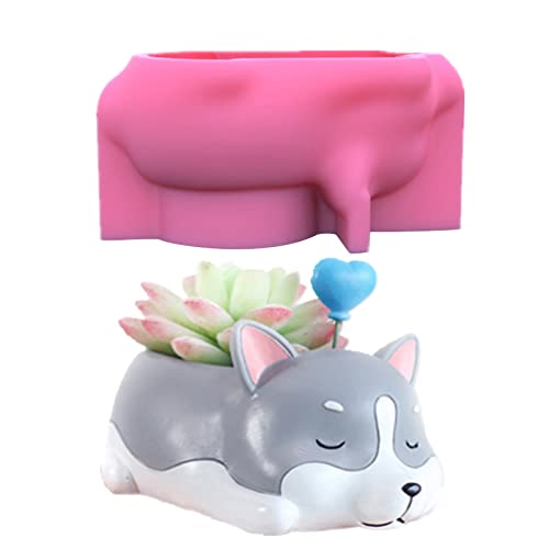 Silikon-Topfform für kleine Hunde, Blumentopf, Ton, Zement, Gips, Haus, Garten, Blumentöpfe, Blumentöpfe, Formen für Harzguss von LLHCF