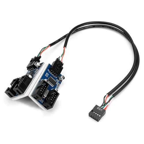 USB 2.0 9-poliger Erweiterungsadapter, 9-poliger USB-Splitter mit 15-poligem Stromanschluss, für Gamer, Designer und Programmierer USB 2.0 9-poliger Erweiterungsadapter, 9-poliger USB-Splitter mit 15-poligem Stromanschluss, für Gamer, Designer und Programmierer von LLHCF