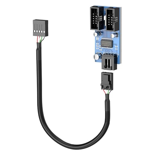 USB 2.0 9-poliger Erweiterungsadapter, 9-poliger USB-Splitter mit 15-poligem Stromanschluss, für Gamer, Designer und Programmierer USB 2.0 9-poliger Erweiterungsadapter, 9-poliger USB-Splitter mit 15-poligem Stromanschluss, für Gamer, Designer und Programmierer von LLHCF