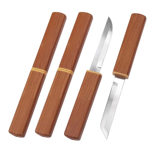 LLHQAMT Obstmesser, 3 Scharfe Und Langlebige Obstmesser-Set, Woodgrain Design Scheide Und Griff, Obstmesser Klein Ist Geeignet Für Die Meisten Gemüse, Obst Und Fleisch von LLHQAMT
