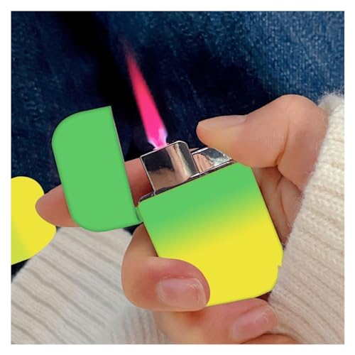 Fackel Feuerzeug Butan Feuerzeug Windproof Feuerzeug Nachfüllbar Einstellbare Jet Flamme Feuerzeug für Kerze Küche Grill Camping Schmuck Schweißen, Männer Geschenk mit Geschenkbox (Yellow Green) von LLIANG